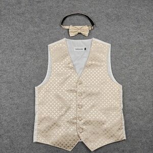 Joseph & Feiss Vest Mens XS Gold Geometric Bow Tie Tuxedo Wedding Formal